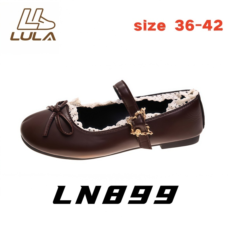 [LN889] รองเท้าลำลองแฟชั่นสำหรับผู้หญิง รองเท้าส้นแบนทำจากหนัง PU สวมใส่สบาย พื้นนุ่ม น้ำหนักเบา ขนาด 36-43