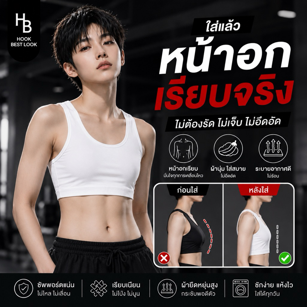 🔺รุ่นขายดี🔺เสื้อกล้ามทอม ใส่แล้วแบน พรางหน้าอก สำหรับคนหน้าอกใหญ่ สปอร์ตบราทอม รุ่น SAME ใส่เที่ยว ใส่ทำงาน