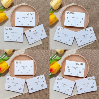 [SS2] ต่างหูเซต3คู่(6ชิ้น) ต่างหูมินิมอลแบบติดหูสีเงินพร้อมแป้นแบบยางทุกคู่ ราคาต่อ1เซต(6ชิ้นตามภาพ)