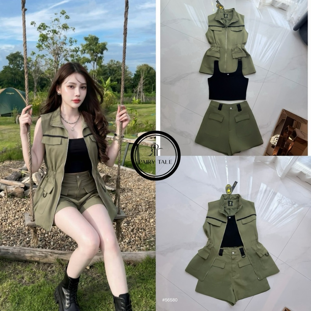 PairyTale Set3ชิ้น ชุดไปแคมป์ปิ้ง เสื้อ+กางเกง