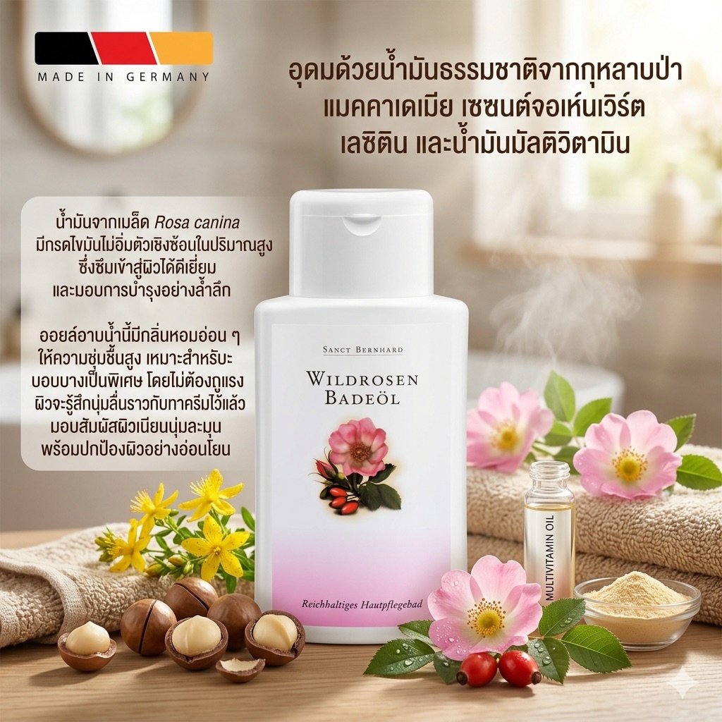 Sanct Bernhard - Bath Oil Wild Rose ออยล์อาบน้ำกุหลาบ 500 ml.