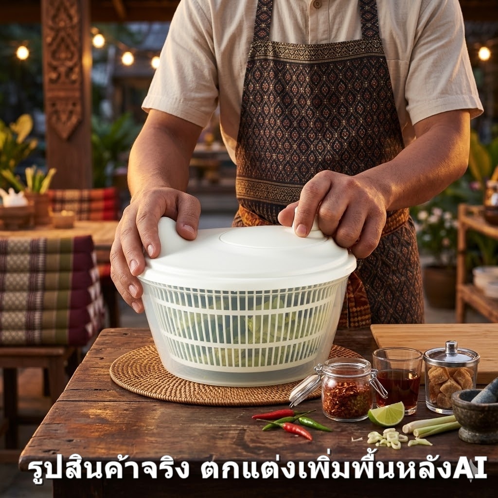 IKEA UPPFYLLD TOKIG หมุนสลัดน้ำผัก ตะกร้าผัก ตะแกรง กรองน้ำ ล้างผัก ล้างข้าว เทของไม่หก สะบัด น้ำ ผัก