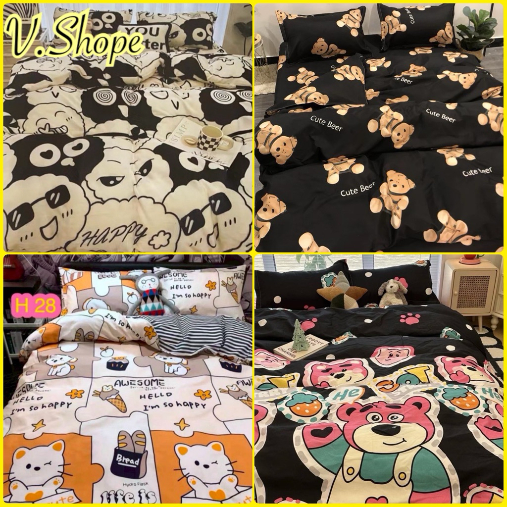 ชุดผ้าปูที่นอนลายน่ารักครบเซ็ต6ชิ้น พร้อมผ้านวม สินค้าพร้อมส่ง