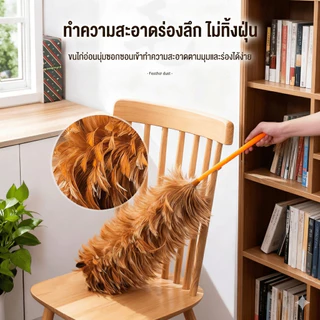 HB ไม้ปัดฝุ่นขนไก่ ทำด้วยมือ (พร้อมตะขอ) ขนคุณภาพสูง ไม่ร่วงง่าย น้ำหนักเบา พกพาสะดวก และจัดเก็บง่าย /เหมาะสำหรับตกแต่งบ