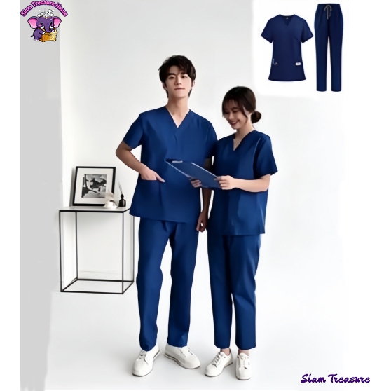ชุดเดียวกันสำหรับผู้ชายและผู้หญิงS-XXL ชุดแพทย์ ชุดพยาบาล  มีให้เลือกสองรุ่น หลายสีให้เลือก