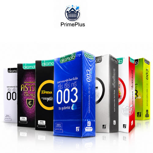 Okamoto 003 Aloe XL ถุงยาง อนามัย โอกาโมโต ซีโร่ ซีโร่ ทรี อะโล บรรจุ 10 ชิ้น CONDOM แพ็คเกจใหม่ รวมขนาด 49-52-53-54 มม