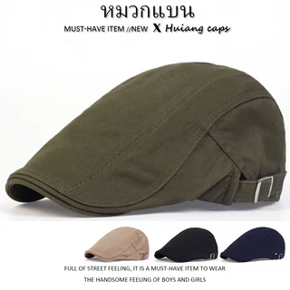 หมวกแก๊ปสไตล์ไทยสตรีท วินเทจ หมวกแบน ร้อยหมวกเบเร่ต์ระบายอากาศ สไตล์ลำลองประจำวัน