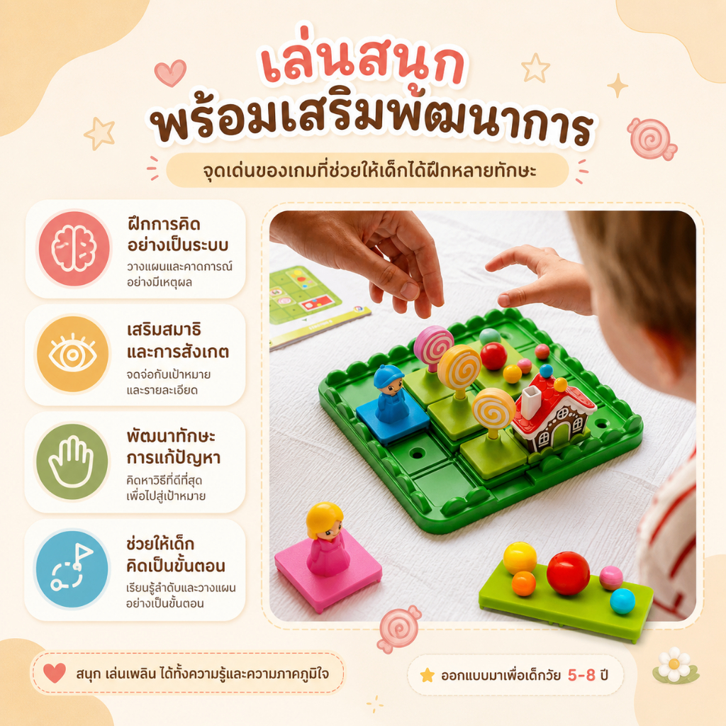 พร้อมส่ง ของเล่นเสริมพัฒนาการ Hansel & Gretel Candy Adventure เกมฝึกสมองและวางแผน สำหรับเด็ก 5-8 ปี