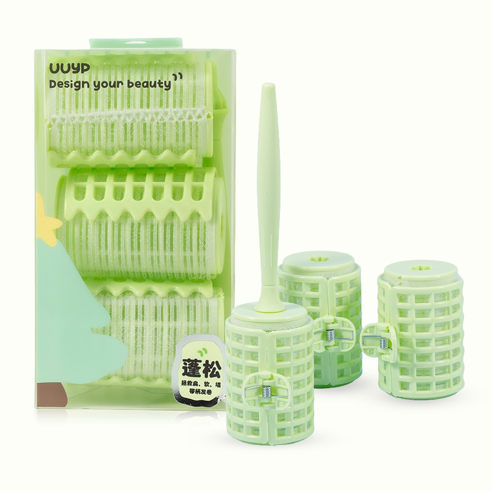 Volumizing Hair Roller Set เซ็ตโรลม้วนผมเพิ่มวอลลุ่มแกนสอดซ้อนได้ (บรรจุ 3 ชิ้น + พร้อมกิ๊บล็อกและด้ามจับ) [G-R113]