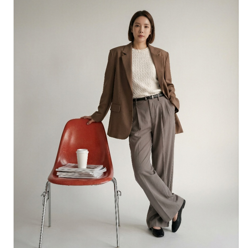 WIDE-LEG TROUSERS#P0066072 กางเกงทรงกระบอกรุ่นขายดี