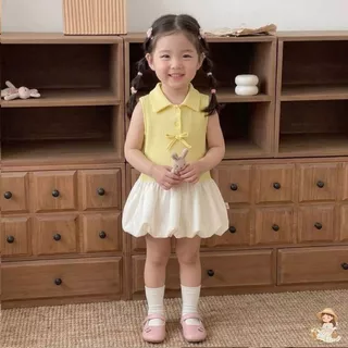 Babyonline(Y007)J3/4 (ส่งด่วน1วัน) ชุดเดรสแขนกุดประโปรงบอลลูนสำหรับเด็กผู้หญิงสุดน่ารัก