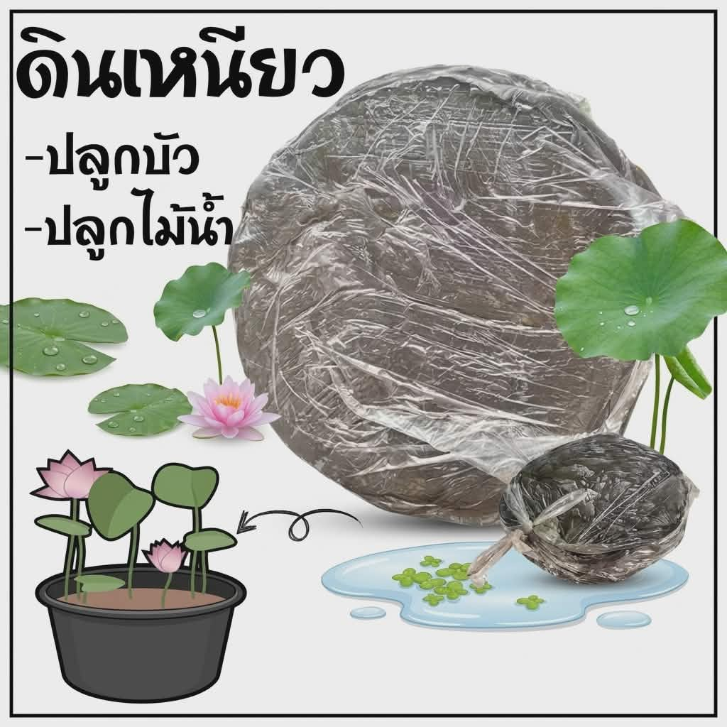 ดินปลูกบัว​ ดินเหนียว​ ดินปลูกไม้น้ำ​ น้ำหนักต่อก่อน 1.5-2 KG