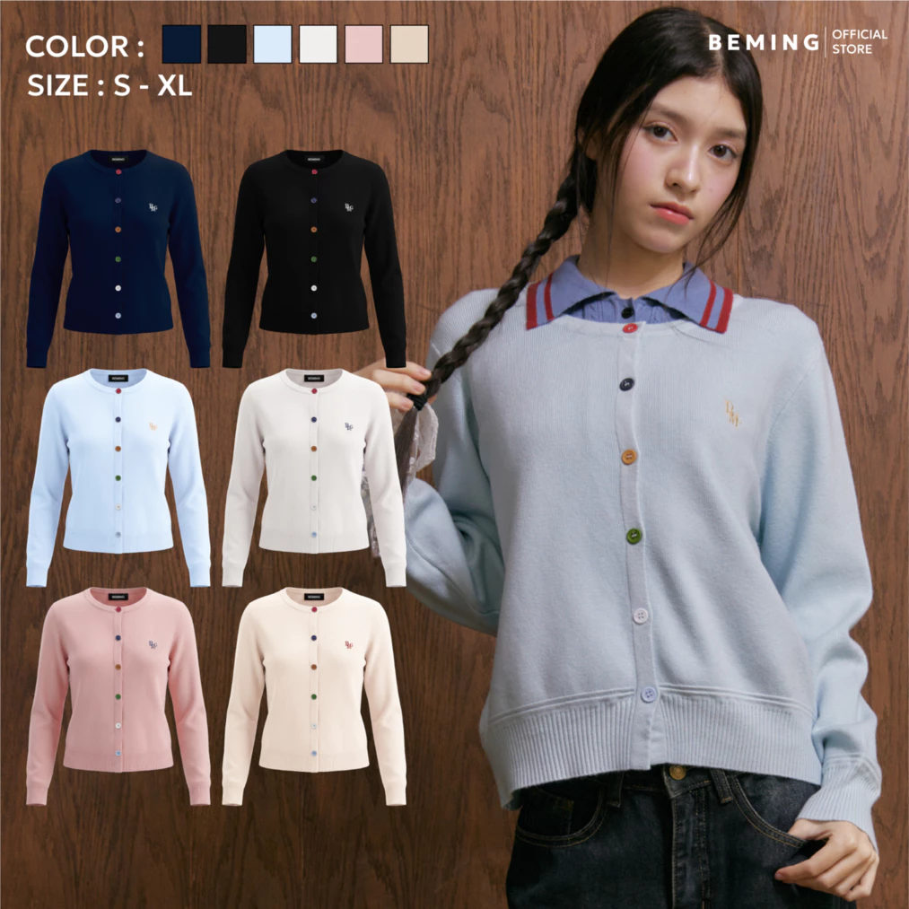 Bemingtop968(S-XL)-Rainbow Button Cardigan – คาร์ดิแกนคิวท์ๆ ที่มีดีมากกว่าความน่ารัก 🌈