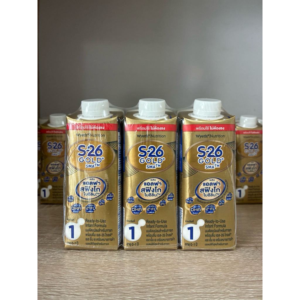 S-26 Gold SMA 1 (*Ready-to-use) 180ml. เอส-26 โกลด์ สูตร 1 (*นมพร้อมใช้ ไม่ต้องชง) 180 มล. *แพค3กล่อง