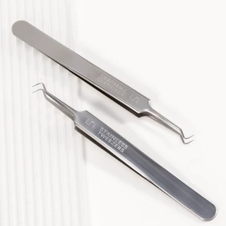 STAINLESS แหนบกดสิว หรือคีบอุปกรณ์ ขนาดขนาดเล็กมากพิเศษ ปลายแหนบดีไซน์โค้งงอพิเศษ สแตนเลสคุณภาพสูง [P-P322]