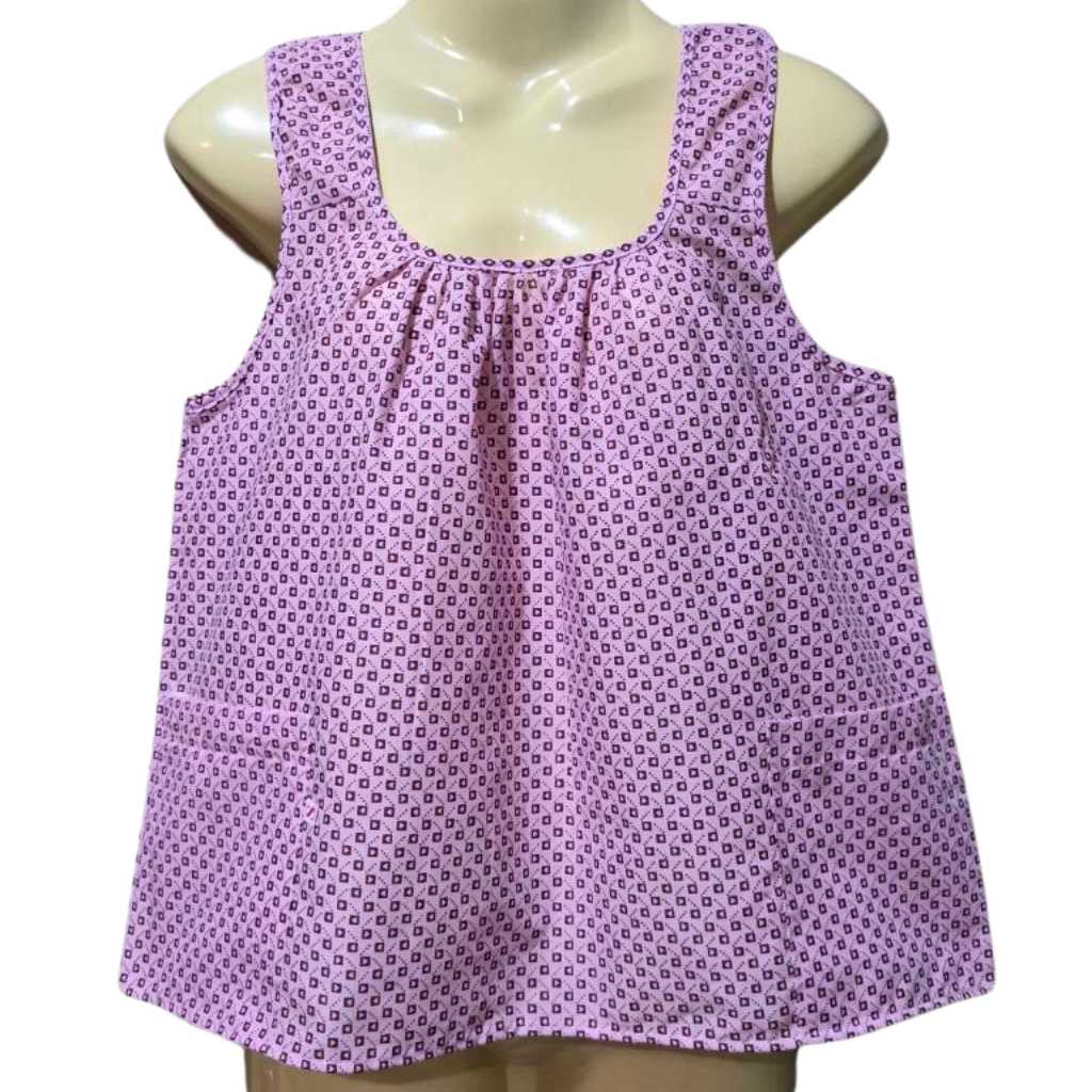 เสื้อคอกระเช้าลาย มีทุกขนาดS-XL รอบอก 38-42 มีบริการเก็บเงินปลายทาง ED