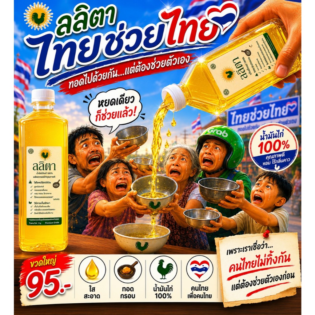 [ส่งด่วน ส่งฟรี] ลลิตา น้ำมันไก่แท้ 100% คีโตทานได้ ขนาด 1ลิตร