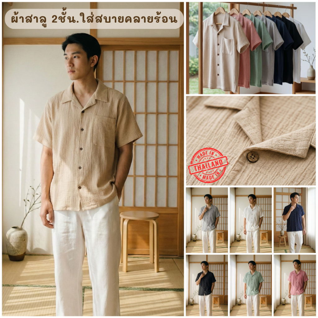 เสื้อฮาวาย สาลู 2ชั้น สัมผัสความผ่อนคลาย ในสไตล์ Minimal