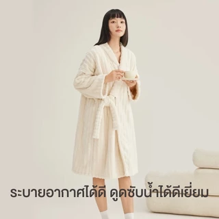 Huggie ชุดคลุมอาบน้ํา ชุดอาบน้ำ ผ้าขนหนูโรงแรม ซับน้ำได้ดีแห้งเร็ว เหมาะสำหรับทั้งชายและหญิง สามารถห่อตัวได้ทั้งหมด