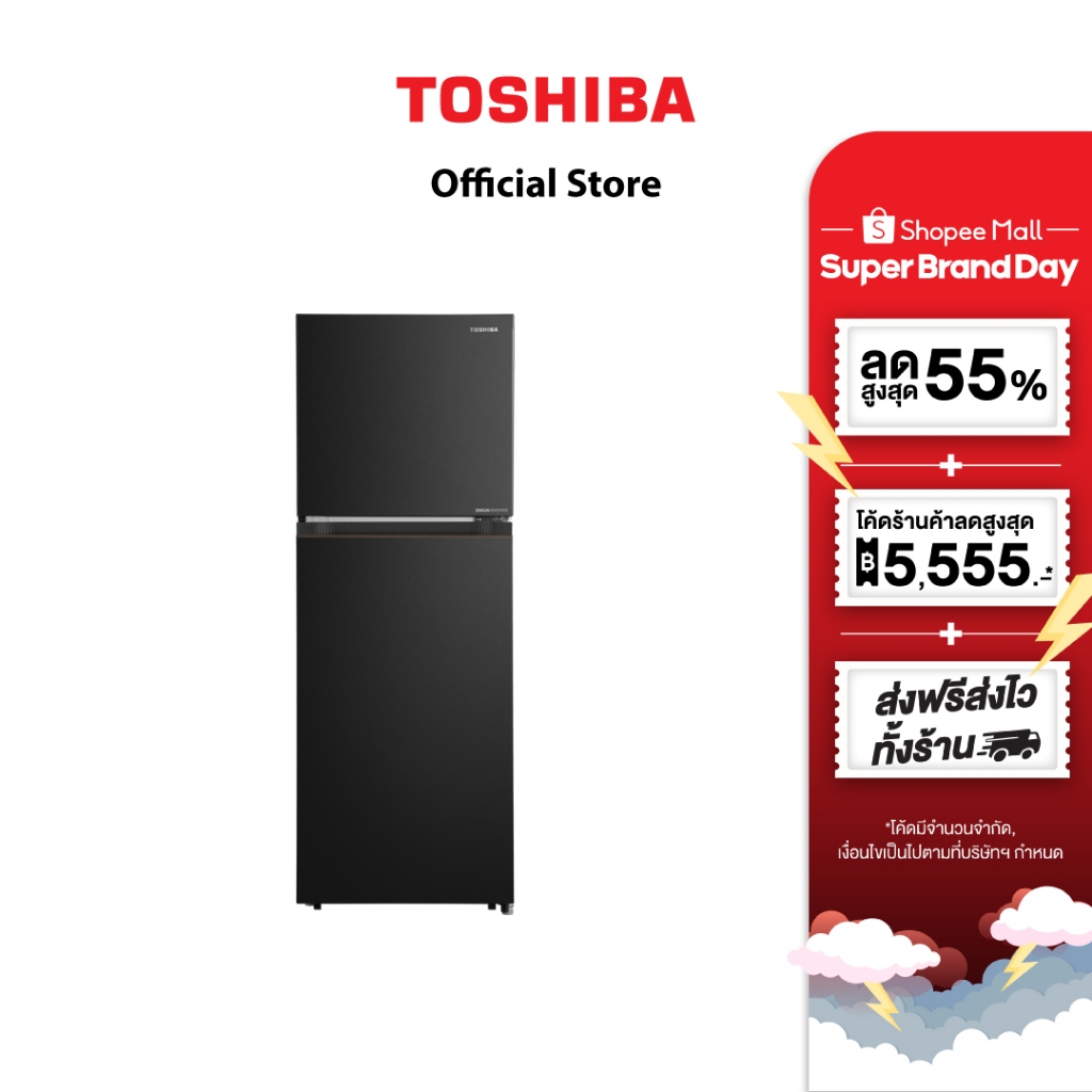 TOSHIBA ตู้เย็น 2 ประตู ความจุ 8.4 คิว ระบบอินเวอร์เตอร์ Inverter ประหยัดไฟ เบอร์ 5 (5 ดาว) รุ่น GR-RT310WE-PMTH