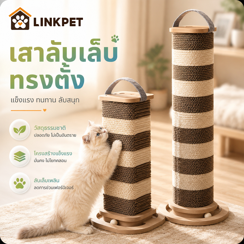 😻เสาฝนเล็บแมว😽ที่ฝนเล็บแมว ลับเล็บแมว ของเล่นแมว ถอดเปลี่ยนได้ ทนต่อการสึกหรอ ไม่มีเศษ