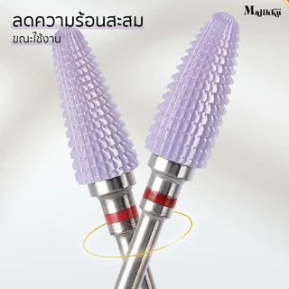 Majikku หัวเจียรเซรามิก สำหรับถอดสีเจล ไม่สะสมความร้อน ปลายมน ลดโอกาสโดนผิวลูกค้า Ceramic Cone