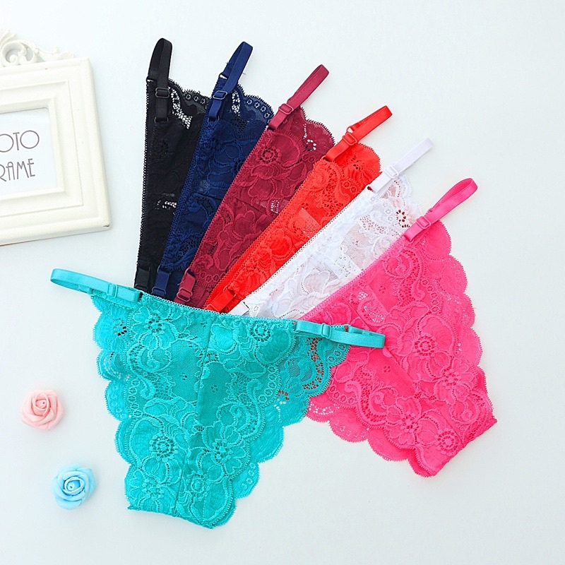 J30 กางเกงในลูกไม้ สีพื้น สายปรับได้ ใส่สบาย พร้อมส่ง