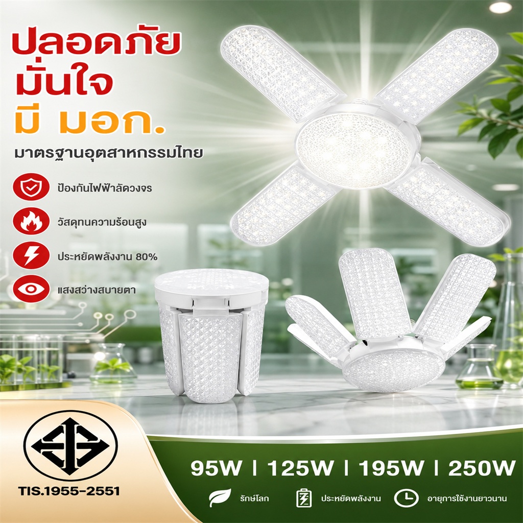 [ลูกค้าใหม่ 1 บาท] หลอดไฟ LED ทรงใบพัด ขั้ว E27 ปรับมุมแสงได้ตามต้องการ