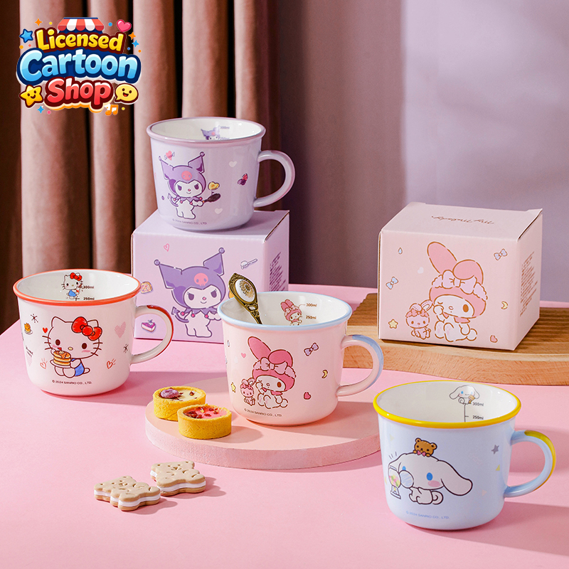 【ของแท้】Sanrio ซานริโอ แก้วเซรามิก 340ml แก้วกาแฟลายการ์ตูน ลายน่ารัก กล่องสวย ของขวัญวันเกิด ใช้ทุกวัน ส่งฟรี