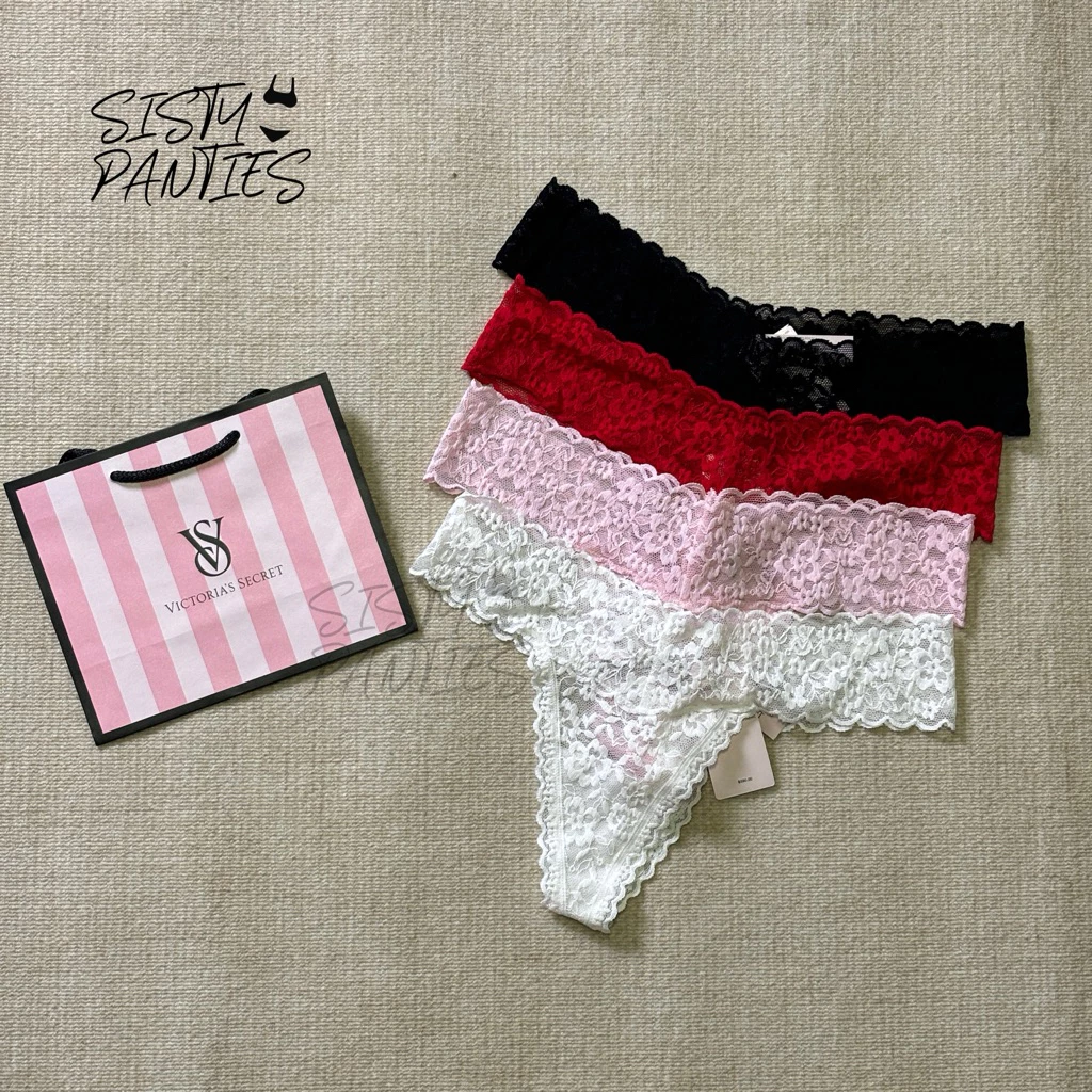 (สินค้าพร้อมส่ง) Victoria's Secret กางเกงชั้นใน The Lacie Lace Thong Panty ของแท้!