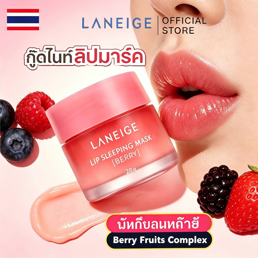Laneige Lip Sleeping Mask 20g Berry รสเบอร์รี่ บำรุงล้ำลึก ให้ริมฝีปากนุ่ม นุ่มชุ่มชื้น ฟื้นฟูริมฝีปากแห้ง แตก เปลือก