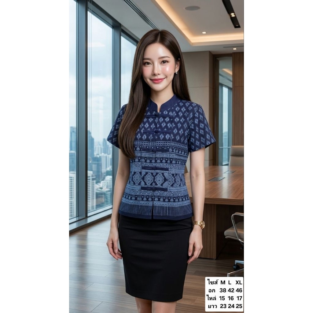 เสื้อคอจีนกุหลาบผ้าฝ้ายเชียงใหม่