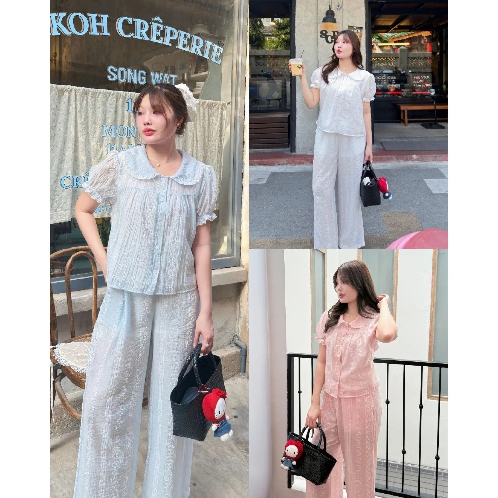 New arrivals!! Risa Daisy Collection เสื้อคอบัวลูกไม้สุดน่ารัก (ขายแยกเสื้อกับกางเกง)🪽🩵✨🍨