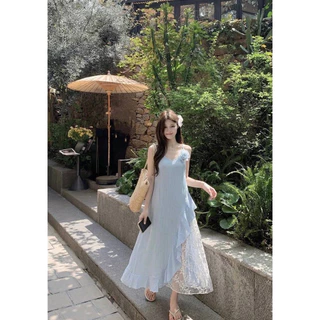 LILY งานนำเข้า สวยสมมง เดรสยาว+เข็มกลัดกุหลาบ ดีเทลน่ารัก เดรสใส่เที่ยว/ใส่ออกงานได้เลยค่า เดรสสวยๆ เดรส เดรสน่ารักๆ