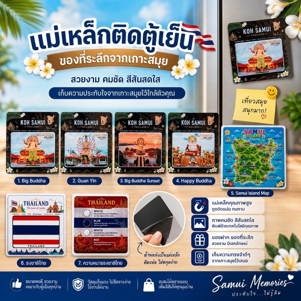 แม่เหล็กติดตู้เย็นเกาะสมุย ประเทศไทย (Koh Samui Magnet Thailand) 🧲