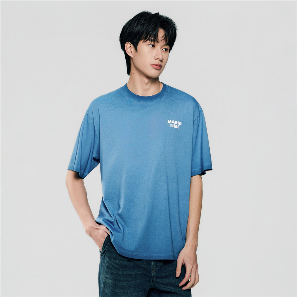 GIORDANO เสื้อยืดผู้ชาย Men's Loose Crewneck Printed Tee (Mario) 01096367