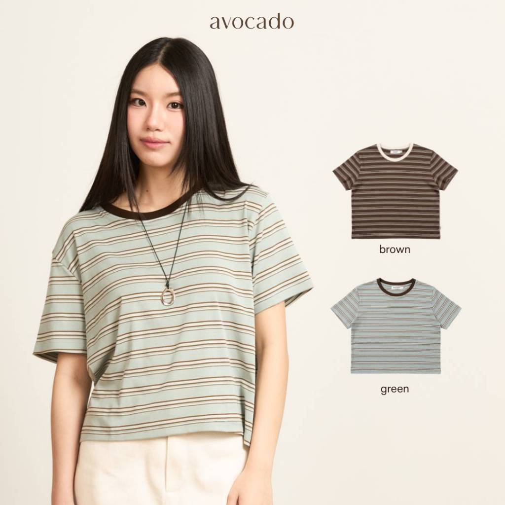 avocado - E-ros Line Top เสื้อยืดลายทาง ผ้าใส่สบาย ระบายอากาศได้ดี I มี 2 ไซส์