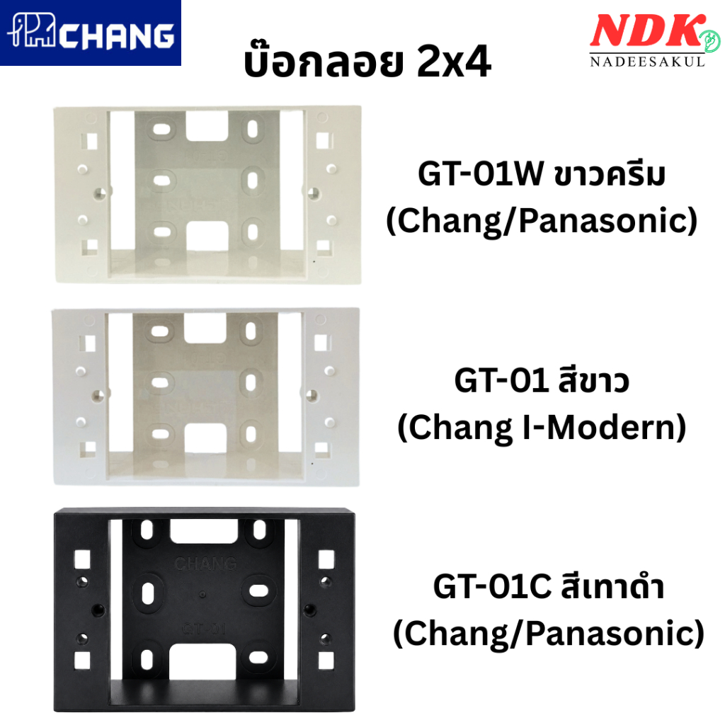 CHANG GT-01 กล่องลอยพลาสติกสีขาว/สีดำ 2x4 สำหรับฝา 1-3 ช่อง