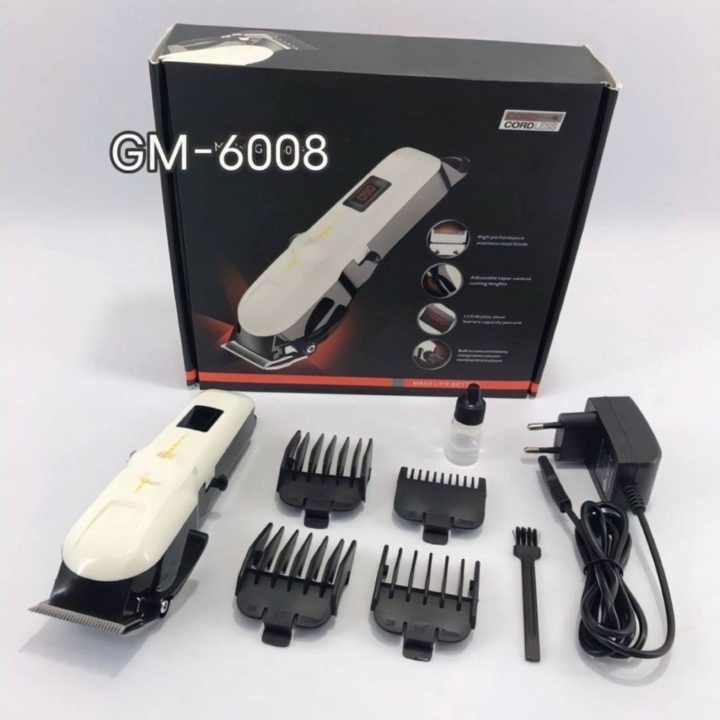 Geemy ปัตตาเลี่ยนคนไร้สาย GM-6008-KM706Zปัตตาเลี่ยนไร้สาย ใบมีดไททาเนี่ยม เดินเงียบ ปัตตาเลี่ยนเด็ก ปัตตาเลี่ยนไฟฟ้า