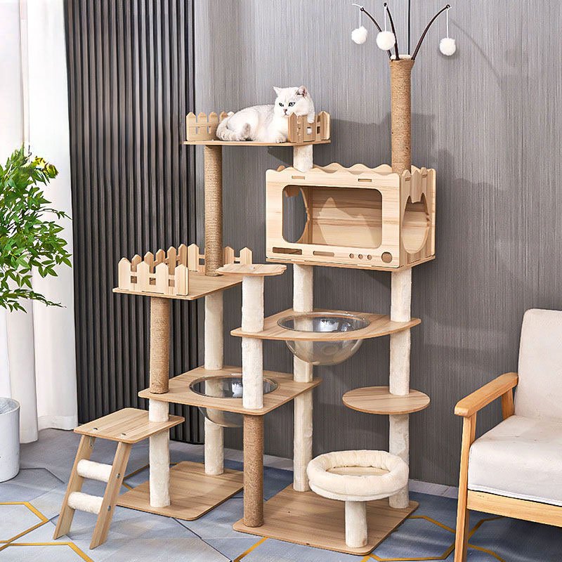 L&Q คอนโดแมว cat tree คอนโดแมวหลากหลายฟังก์ชัน  สูง 170cm โครงสร้างมั่นคง แข็งแรง สำหรับบ้านที่มีแมว 1–5 ตัว