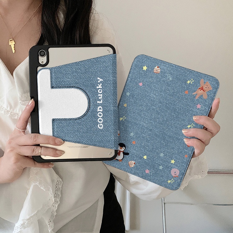 🔥จัดส่งภายใน24ชั่วโมง🔥เคสiPad หมุน 360° ผ้าเดนิม Gen12 Pro11 Air8 11 Air7 13 jellycat เคสไอแพด Mini7