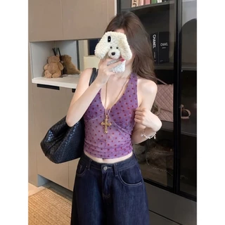 Miss Kitty สายคล้องคอ คอวี ลายจุด ปรับรูปร่างให้ดูผอม สีสันสดใส ใส่สบายไม่ร้อน-FY5156