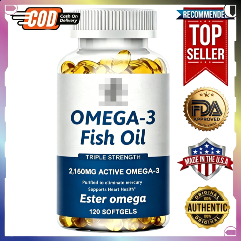 Fish Oil โอเมก้า-3 เข้มข้น 3600มก. พร้อม EPA & DHA สมอง ระบบภูมิคุ้มกัน สนับสนุนสุขภาพหัวใจ 120แคปซูล