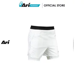ARI MEN BREATHE 2IN1 V3 RUNNING SHORTS 3 INCHES - WHITE (AAP2907-02) กางเกงวิ่งผู้ชาย 3นิ้ว อาริ BREATHE 2IN1 สีขาว