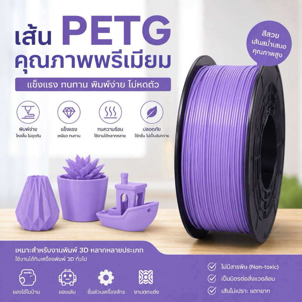 PETG 1.75mm.สีถ่ายจากสินค้าจริง(พร้อมส่งไทย🎯)เส้นพลาสติก ขนาด1 กิโลกรัม