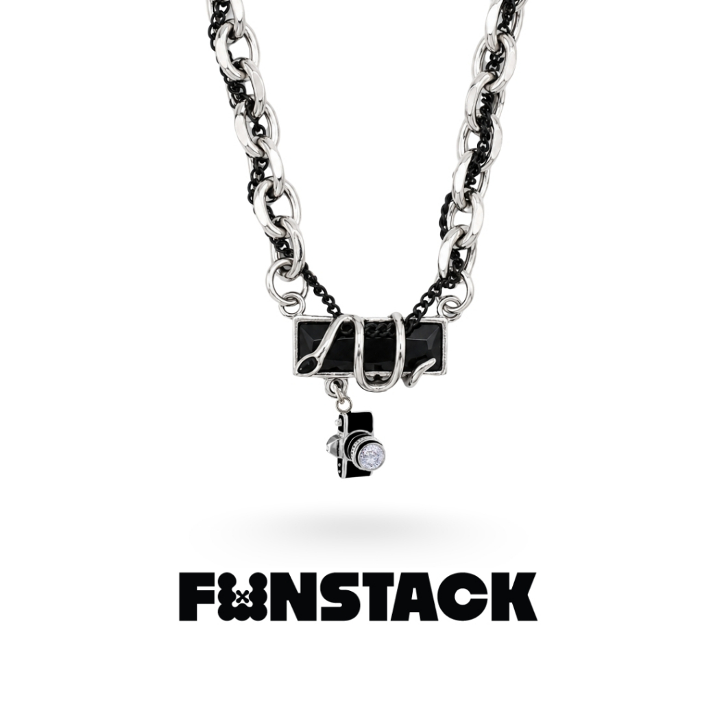 FUNSTACK สร้อยคอ โซ่ดำ Game On Camera Silver Stainless Steel