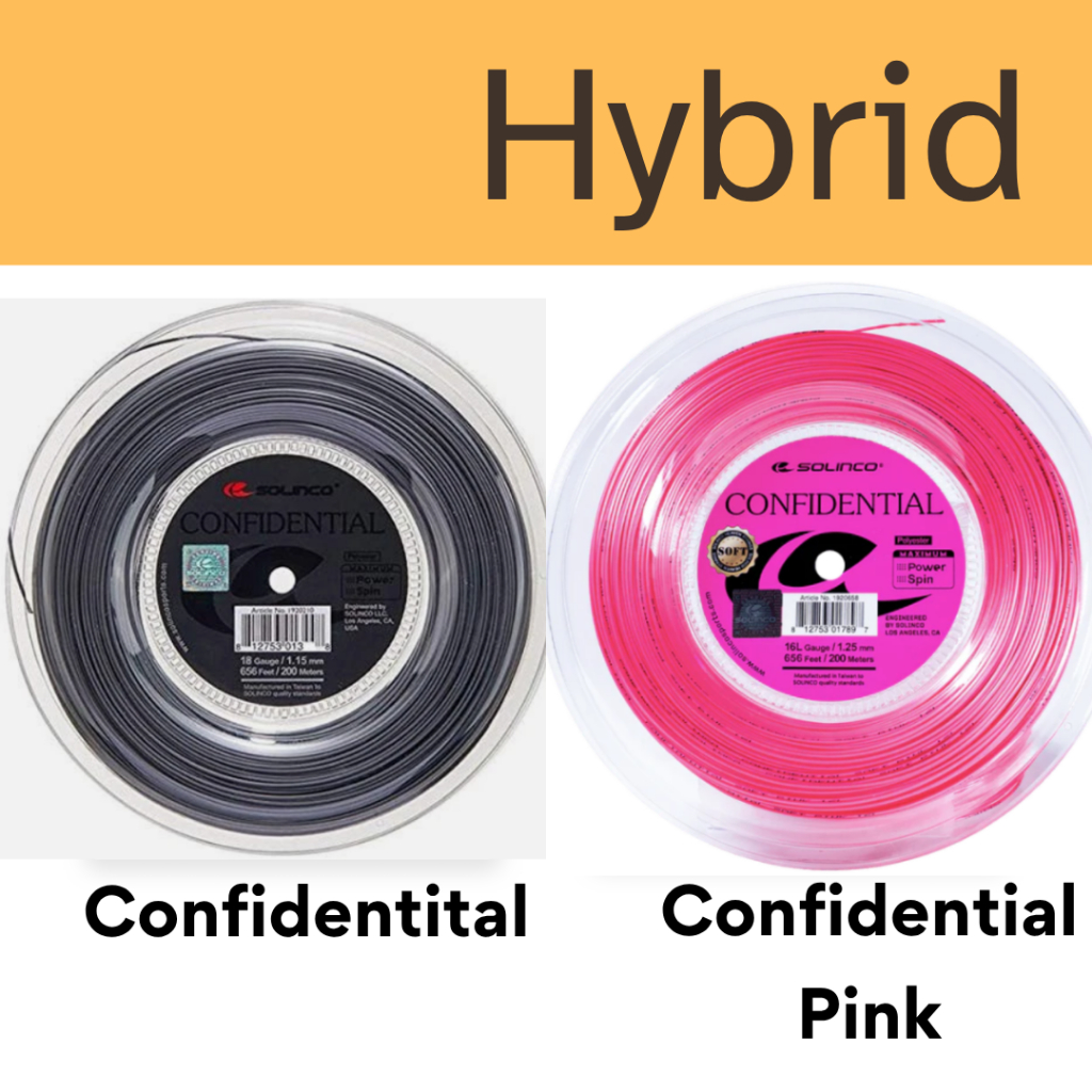 Solinco เอ็นเทนนิสไฮบริด Confidential 2.0 / Confidential Pink (แบ่งขาย สำหรับ 1 ไม้)