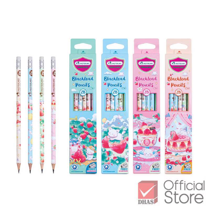ดินสอ ดินสอไม้ ลาย No.4 Sweet Cat + กบเหลา สีดำ 2B กล่องละ 12 แท่ง (ราคาต่อกล่อง) แบนด์ MasterArt (คละลายกล่อง)