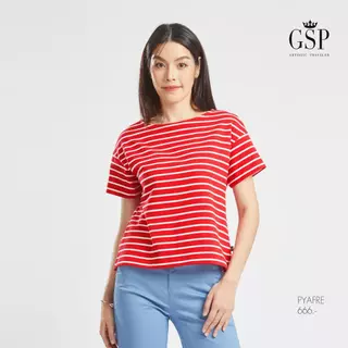 GSP Lucky Stripes Collection เสื้อยืดลายทางผู้หญิง คอกลม แขนสั้น Casual Wear