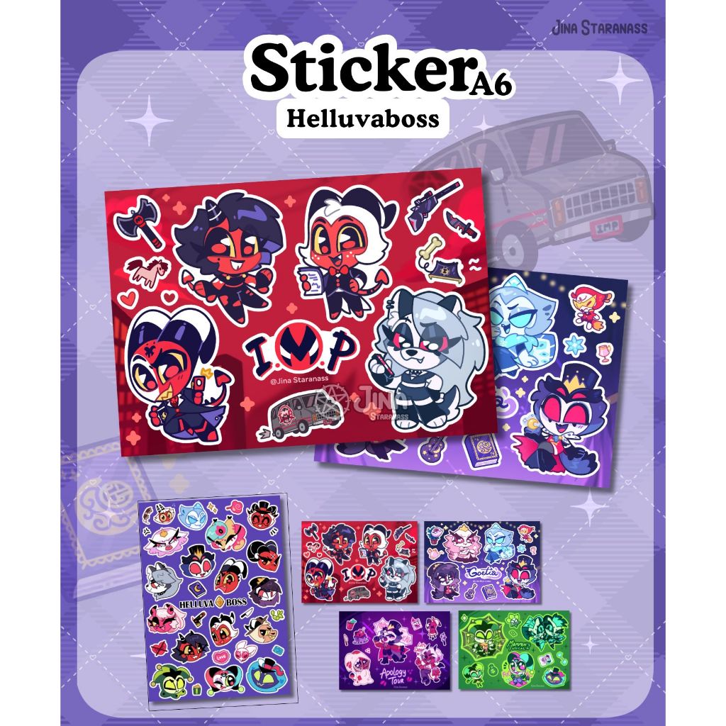 สติ๊กเกอร์ เเผ่นA6 Helluvaboss sticker sheet IMP Goetia